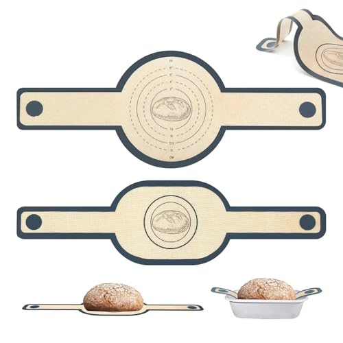 2 Stück Silikon Backmatte für Dutch Oven, Backmatte Brot mit Langen Griffen, Brotmatte für Backofen, Wiederverwendbare Backunterlage Silikon