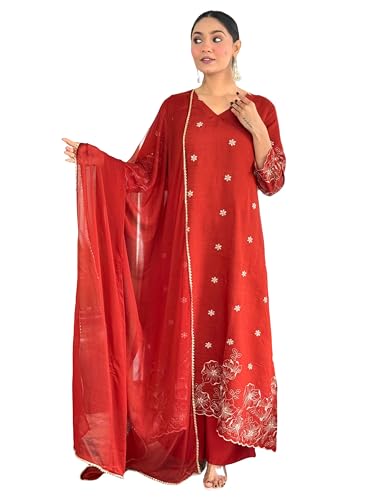 Kurta droit brodé en soie viscose pour soirées et fêtes