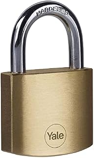 Yale Y110B/40/122/1 - Brass Padlock (40 mm) - Indoor Lock for Locker, Backpack, Tool Box - 3 Keys - Standard Security