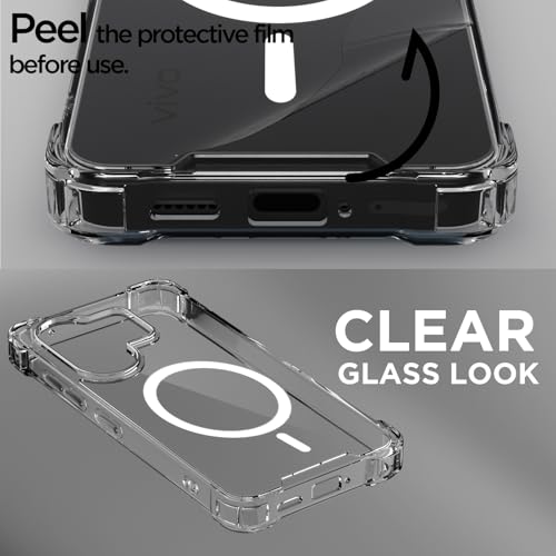 Image of Amazon Basics Back Cover for Vivo V60 5G / Vivo T4 Pro 5G Mag-Safe Shockproof PC + TPU Protective Case Magnetic Support Bumper Case (Transparent Mag-Safe)