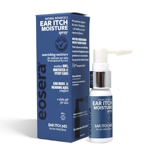 eosera Ear Itch MD Dry Ear Relief Oil Spray - 17 mL - Soothes Dry Itchy Ears - Anti-Itch Spray for Allergies Psoriasis Dermatitis and Eczema Relief - Works for Earbud and Hearing Aid Users