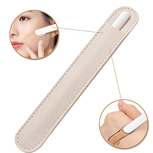 MAYCREATE Makeup Spatula & Palette Set, Stainless Steel Spatula And Clear Acrylic Foundation Palette Combo, Beauty Cosmetic Makeup Tool, Spatula With Protective Pu Sleeve,1 Count - Image 3