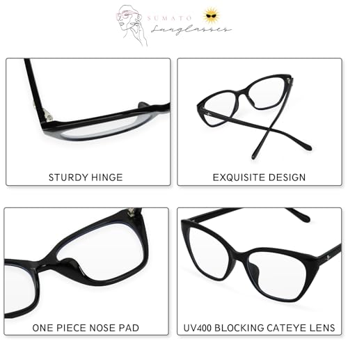 Image of Sumato Blue Light Blocking Glasses for Men and Women Square Thick Frame Non-Prescription Clear Lens Eyewear Eyeglasses
