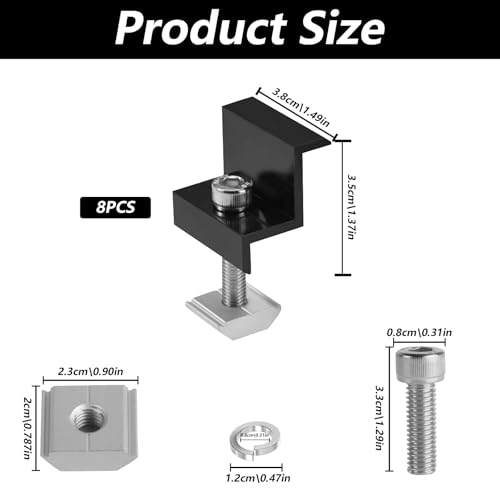 8 Stk Solarpanel Halterungs, 30mm Solarmodul Halterung Endklemmen Kit, PV Solar Panel Halterungen Solarhalterungen Wohnmobil Flachdach, Z-Halterung für Solarpanel Befestigung Solarmodul Halterungen