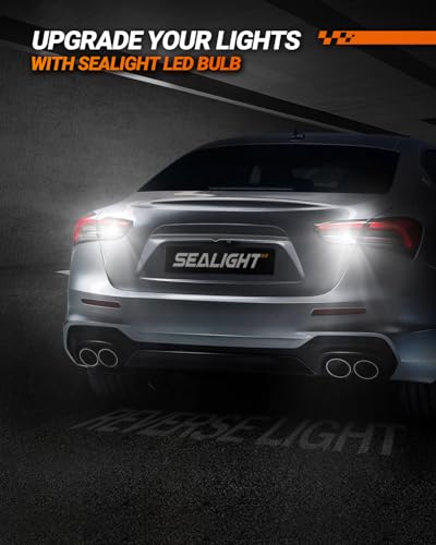 Image of SEALIGHT 3157 LED Bulb Reverse Light, 600% Brighter 3056 3156 3057 LED with Projector Len 6000K 1800LM for Backup Light Bulb, Super Bright, White 2PCS
