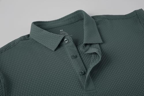 Alex Vando Mens Bubble Jacquard Polo Shirt Super Stretch Short Sleeve Polo Shirts for Men