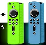[2 Pack ] Firestick Remote Cover Glow, Silicone Fire Remote Cover Compatible with 4K Firestick TV Stick, Firetv Remote Cover, Lightweight Anti Slip Shockproof Firetv Remote Cover