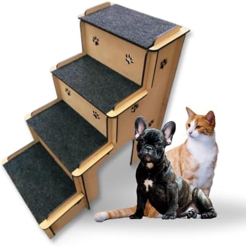 Escada Pet Para Cachorro Gato Coelho e Outros Animais 4 Degraus C...
