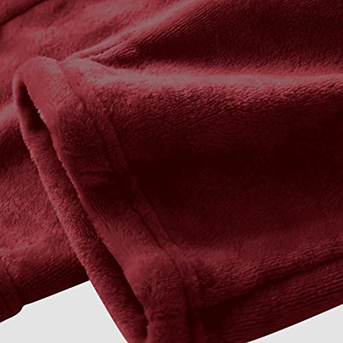 Mcniag Coral Fleece Pajama Pants For Women Winter Warm Sport Pants Flannel Wide Mouth Trousers Loose Thick Plush Home Pajamas Wine #TOP3