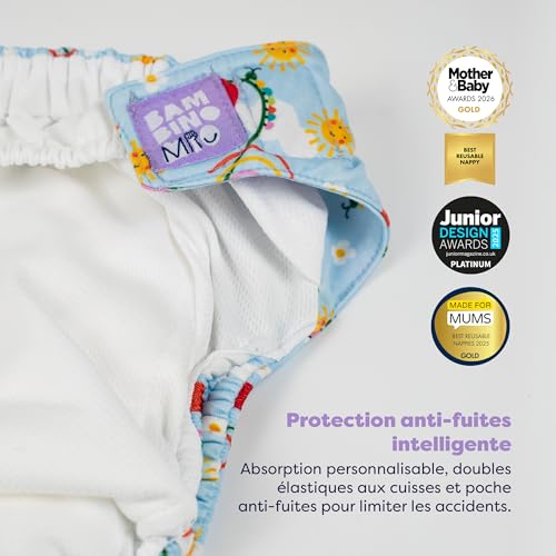 Couche lavable textile au sec Bambino Mio : couche évolutive naissance bébé tout-en-un