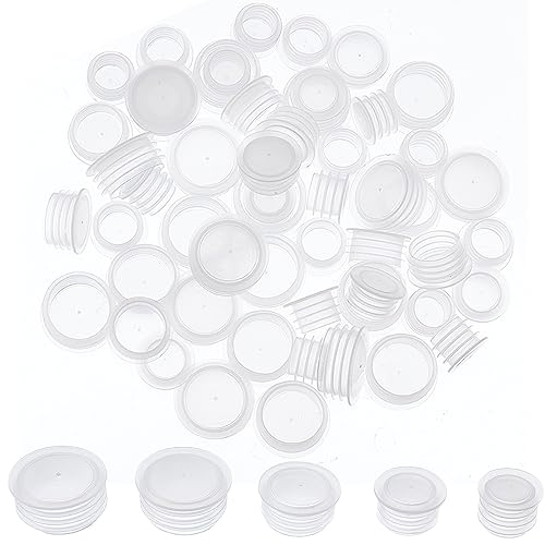 GORGECRAFT 100PCS 5 Sizes Plastic Salt and Pepper Shaker Stoppers Wine Bottle Stoppers Replacement Plug Bottle Shaker Covers Reusable Clear Round End Covers for Bottles Pipes Flower Pots