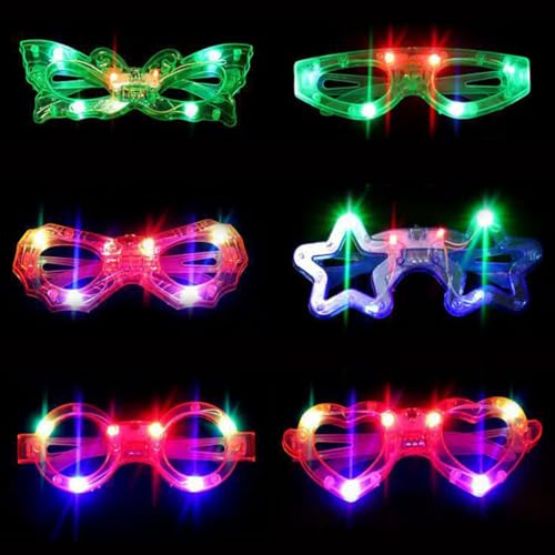 ZOMKIFA 6 Piezas Gafas Luminosas LED, Halloween Gafas LED