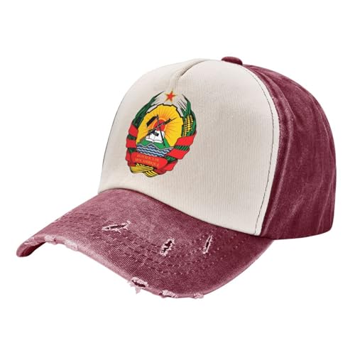 Casquette Homme Femme 100% Coton Badge du Mozambique Casquette de Baseball en Denim délavé réglable Esprit National Baseball Cap Rétro pour Le Running et Les Sports Extérieurs