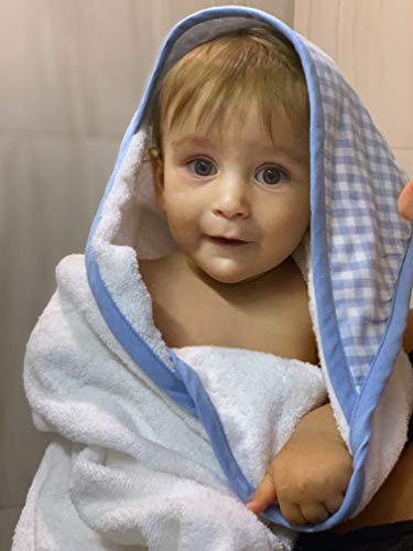 Image of Tadpoles 2-Piece Hooded Towel & Mitt Set - Blue | 36 inch x 36 inch Towel - 9 inch x 6 inch Mitt | Made of 100% Woven Cotton Terry Cloth | Ideal for Babies & Toddlers | Soft, Absorbent, Durable & Machine-Washable