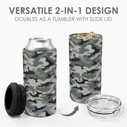 Image of Camouflage Can Cooler 12oz - Travel Mug Cups - Stainless Steel Insulated for Men Dad Grandpa Boyfriend Buddy - Tumbler Cans Koozie, Gift for Christmas, Birthday, Father's Day
