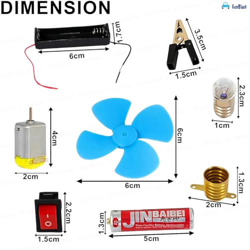 Image of FunBlast Science Experiment Kit - Science Kit for Kids, STEM Learning Kit, DIY Science Kit for Students & School Projects, Electric Circuit Kit for Students with Motor Fan Toy (Blue)