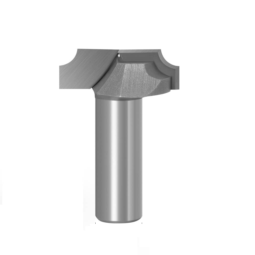 Unifizz Carbide Router Bit 1/2 Inch Bit Shank 1-1/4 Inch Bit Dia, with Top Bearing Bevel Edge Forming Router Bits Cutter, Silver 1pcs