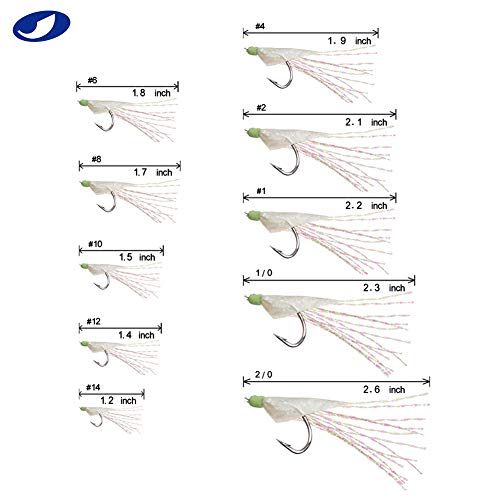 Ocean Cat 10Packs 6 Hook/Set Fishing Rigs Rainbow Lucid Fishskin String Hook Fishing Lure Saltwater Freshwater Bait Rig Tanckle 2/0#1/0#1#2#4#6#8#10#12#14 (10 Packs, 10) #TOP1