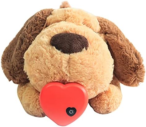 Puppy Toy with Heartbeat, Puppies Separation Anxiety Dog Toy Soft Plush Sleeping Buddy Behavioral Aid Toy Puppy Heart Beat Toy for Puppies Dog Pet (Dog)