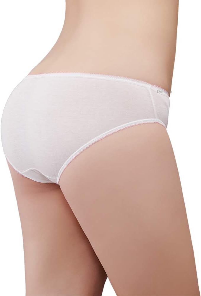 Women’s Disposable Underwear for Travel-Hospital Stays- 100% Cotton Panties White(10pk)