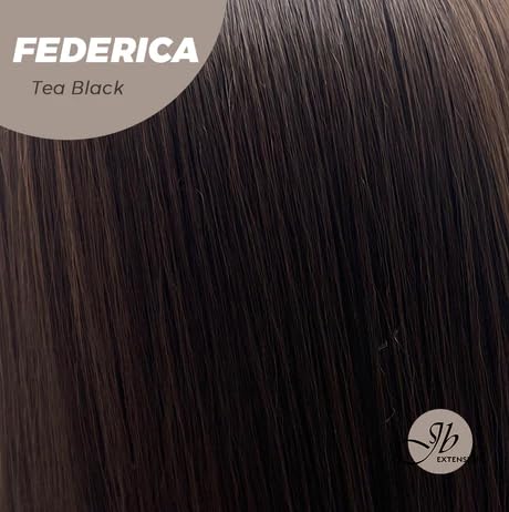 Miniatura 8 de FEDERICA - Peluca lacia marrón con flequillo completo, pelucas sin pegamento para mujer, pelucas de cabello largo sintético natural para uso diario
