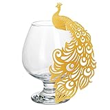 Wine Glass Place Cards, 50PCS Peacock Wine Glass Cards Hollow Hollow Name Place Cards Table Number Place Cards Name Cards for Wedding Party Favor Decor