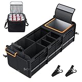Compartimento organizador de cajuela plegable baja de precio Organizador de Maletero Grande de Coche, con Bolsa Refrigeradora Negra, 2 Correas de Amarre Y 4 Particiones, Organizador de...