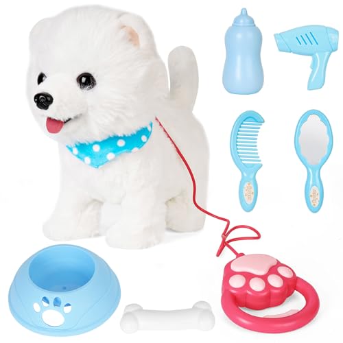 Sweetone Roboter Hunde, Hund Spielzeug Kinder mit Leine, Roboterhunde Spielzeug Der Läuft und Bellt mit Ferngesteuerter, Realistischer Roboter Welpe, Geschenkideen ab 2 3 4 Jahre Kinder