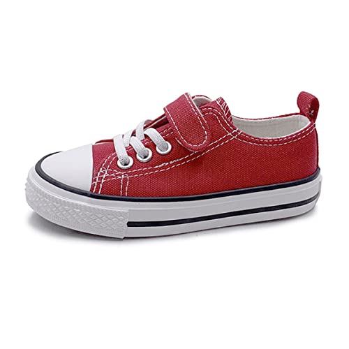 DEBAIJIA Bambino Scarpe di Tela Sneakers Ragazzo Scarpe da Ginnastica Corsa Ragazza Sportive Casual Fitness Scarpe Outdoor Passeggio EU31.5-A-Rosso