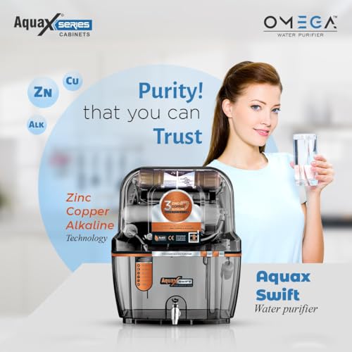 Image of Aqua Swift RO + UV + UF Water Purifier | Copper Zinc Alkaline Technology | TDS Controller | 15L Storage Tank | ISI Certified | 12-Stage Purification System | Suitable for All Water Types(Black TPT)
