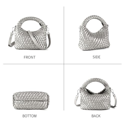 Image of Maydear Woven Purse for Women, Small Top Handle Handbag with Detachable Shoulder Strap, Crossbody Bag