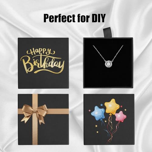 Jewelry Gift Boxes, 5 Pack 3.5×3.5x1.18 Inch Cardboard Jewelry Boxes, Bulk Small Jewelry Boxes with Lids for Necklace Ring Earring Display Box (Black) - Image 5