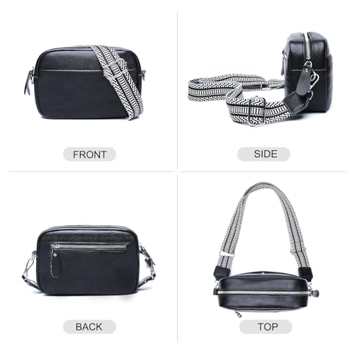 Small Crossbody Bags for Women Genuine Leather, Guitar Strap Shoulder Handbag Purse Camera Bag with Rfid Card Slots3