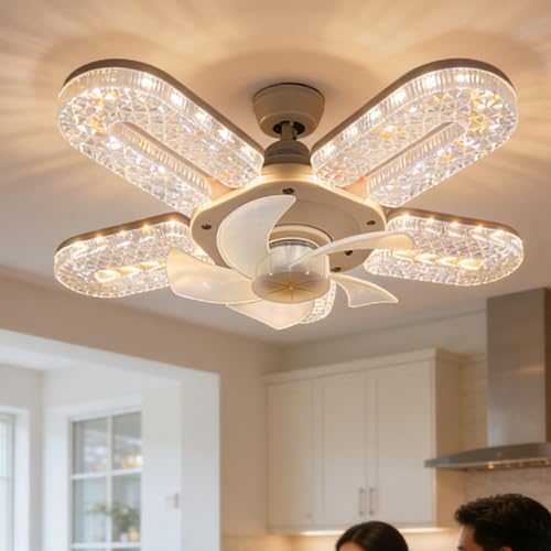 Ventilador de techo con luz para cocina y garaje con 3 colores de iluminación 3