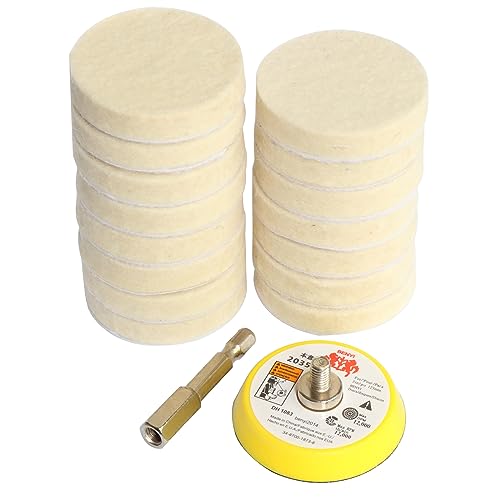 Image of 2 Inch Wool Felt Polishing Pad Buffing Wheel Set,Drill Polishing Kit for Metal Glass Stone (17)