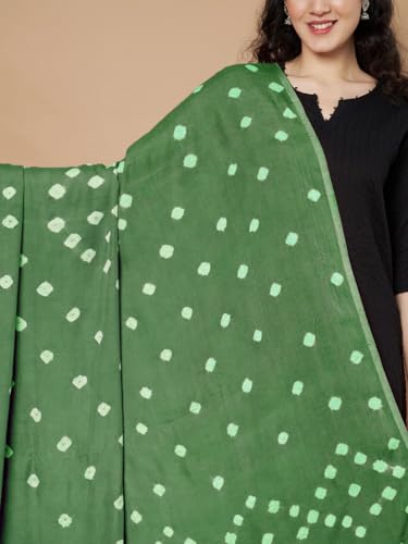 Image of Women's Cotton Rayon Bandhani Print Dupatta with Tassels 2.25 Meters | Women's cotton printed dupatta with tassels.