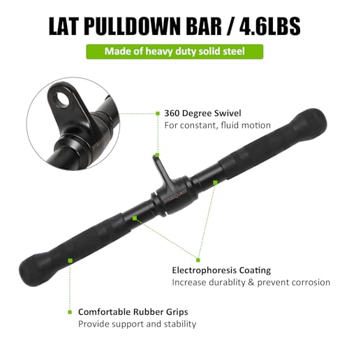 Dynasquare Cable Attachments For Home Gym, Made Of Heavy Duty Solid Steel, Lat Pulldown Attachment, Weight Machine Accessories, Straight Pull Down Bar, Tricep Rope, Exercise & Double D Handle thumb #2