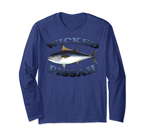 Wicked Pissah Bluefin Tuna Fish Illustration Fishing Angler Long Sleeve T-Shirt
