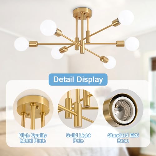 Image of Modern Chandelier Ceiling Light Fixture, 6-Light Sputnik Dining Chandeliers