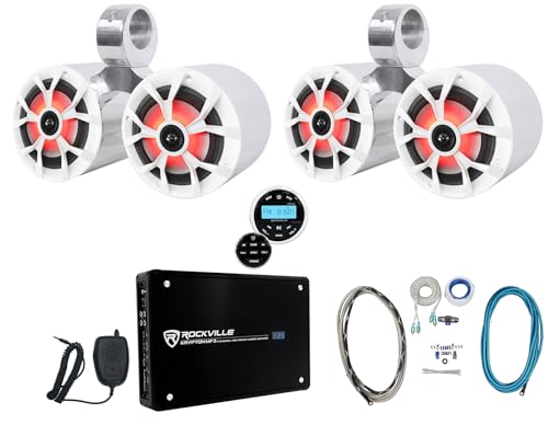 Rockville RKL65MBW Audio Bundle con 6.5 in Marine Speakers y Amplificador