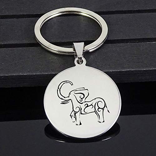 Preisvergleich Produktbild GMTEXTILES Elefant Schlüsselbund Männer und Frauen Edelstahl Disc Schlüsselbund Schmuck