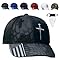 Adjustable Jesus 3 Nail Cross Hat with American Flag, Religious 3 Nail Cross Design Christian Baseball Caps(Black)
