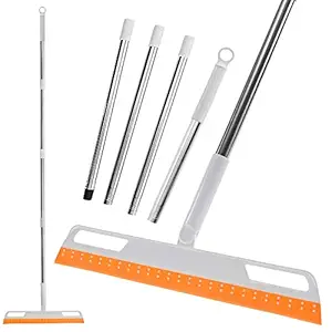 Multifunction Floor Squeegee, Household Silicone Wiper Magic Broom Non-Stick Hair Sweeping Tool Super Wiper Soft Mop Floor Scraping Sweeper For Bathroom, Glass, Window, Kitchen, Tile Cleaning (Orange)