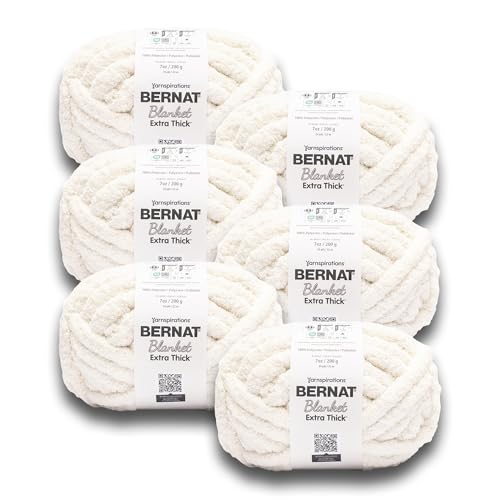 Image of Bernat Extra Thick Chunky Yarn for Crocheting Soft, Vintage White, 6-Pack