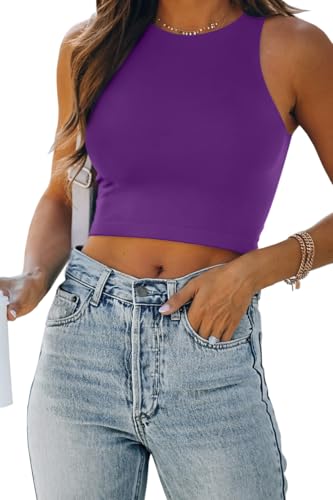 Image of EFAN Womens Sexy Sleeveless Double Lined Crop Tops Workout Cute Tight Racerback Tank Tops Summer Clothes Teen Girls 2025
