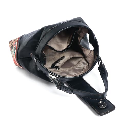 Image of EXOTIC Zenvira Artisan Satchel Bag with Embroidered Detailing, Structured Silhouette, Detachable Sling Strap Purse