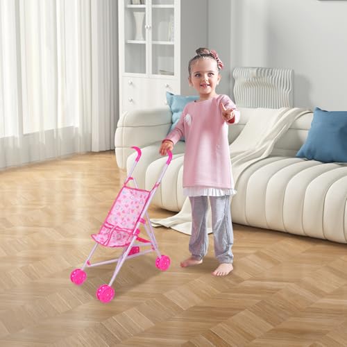 HoveeLuty Puppenwagen, 24, 9 x 49, 5 x 52, 1 cm, Faltbarer Puppenwagen mit stabilem Rahmen, Spielzeugwagen für Kleinkinder, Jungen, Mädchen, kleine Kinder – Bild 4