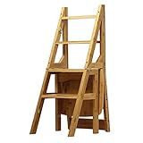 Photo Gallery stepladder 4 convert ladder sedia con schienale pieghevole sedia poltrona scaletta sedia in bambù scaletta stepladder sgabello alto attrezzo da giardino heavy duty uso intensivo max. 150 kg