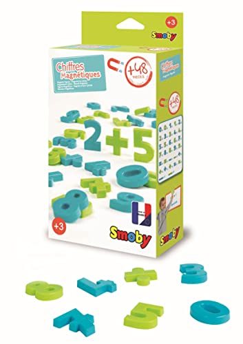 Smoby - 48 Chiffres Magnétiques - Pour Tableau ou Bureau - 2 Couleurs - Bleu et Vert - Signes Mathématiques Inclus - 430105