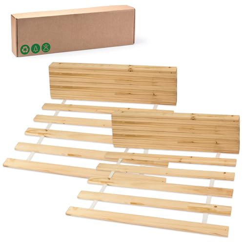Somier con ruedas somier de láminas - PREMIUM (20 lamas) 70x200 cm – juego de 2 - somier con ruedas, láminas de madera enrollables, madera de abeto, cama para adultos y niños, no regulable